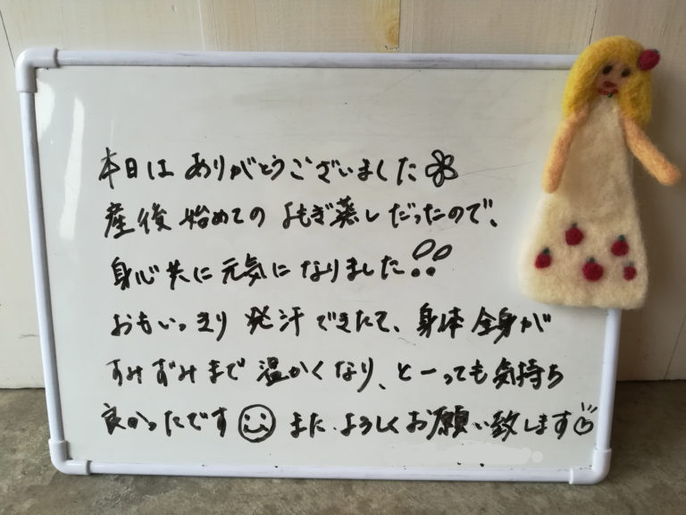 よもぎ蒸しの感想りんごの鍼灸