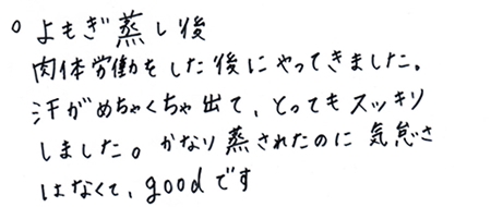 よもぎ蒸しの感想りんごの鍼灸